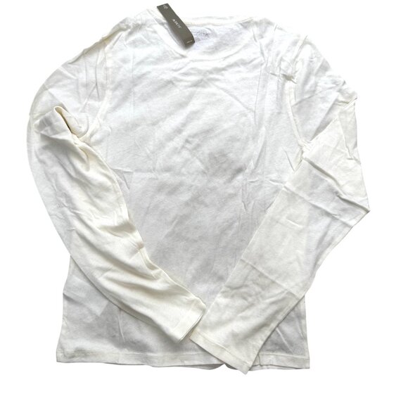 J.crew Tissue‎ crepe long-sleeve T-shirt Ivory money classic sz L - Picture 3 of 5